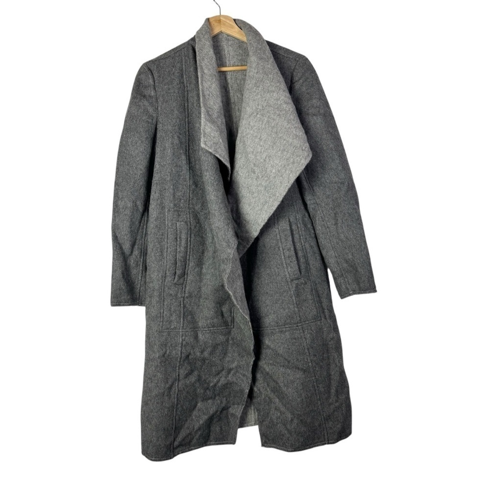 Boutique Gray Drape Front Longer Length Trench Coat S